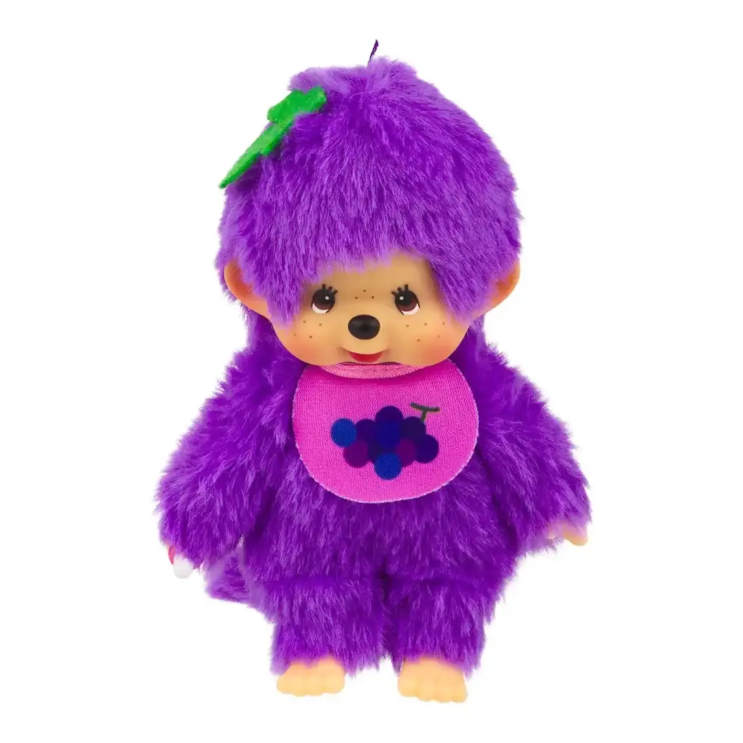 Monchhichi Grape Purple Fruit Color Stuffed Toy - Kawaii Aesthetic Cartoon Creature Plush, Collectible Cute Stuffed Animal Toy, Cartoon Creature Stuffed Toys