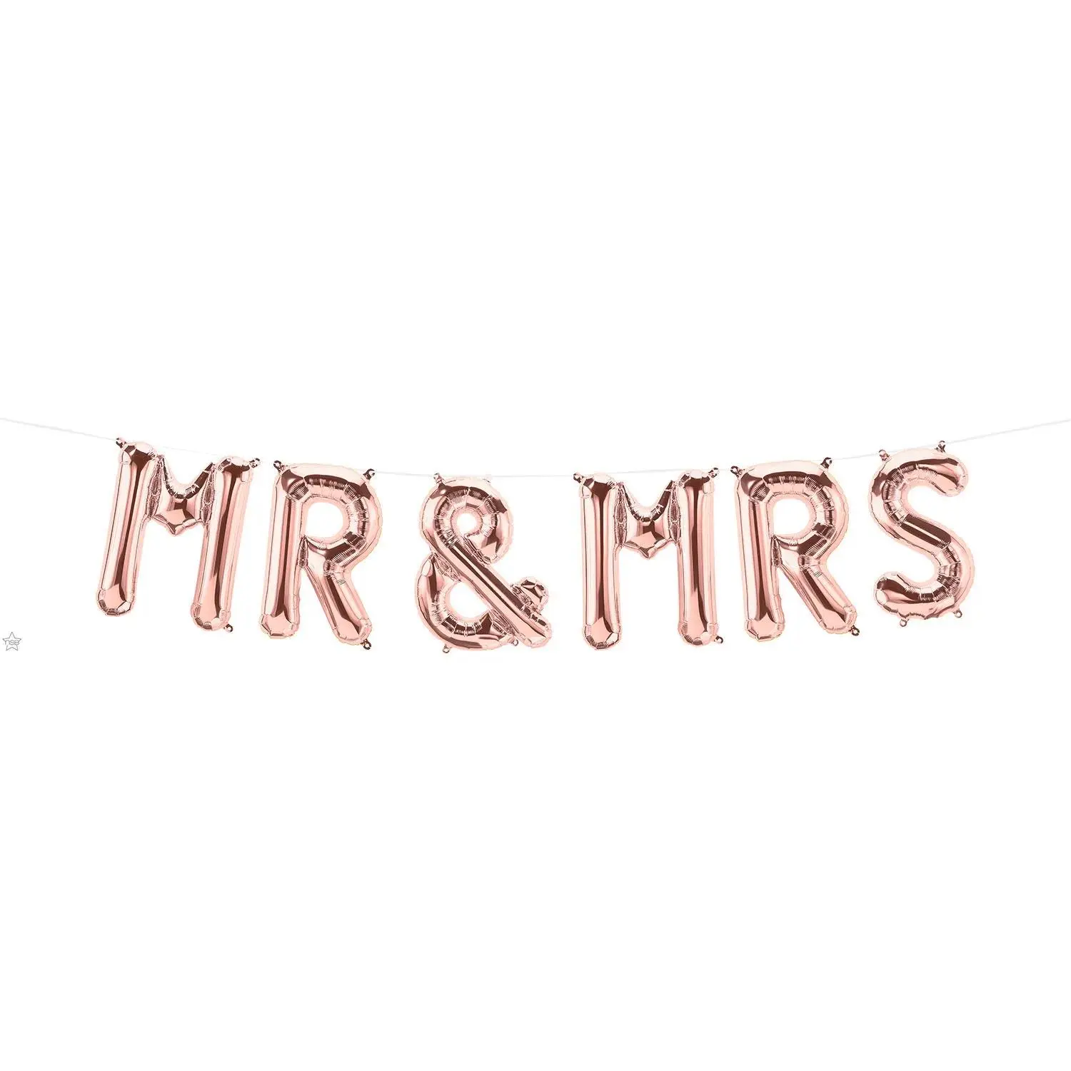 Mr & Mrs Rose Gold 16" Foil Balloon Set - 6 Pc Festive Marriage & Wedding Party Supplies Kit, Foil Balloons, Six Pieces
