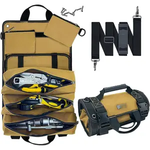 Tool Roll Bag Organizer - Heavy Duty Portable Roll Up Tool Bag with Wrench Rollup for Mechanics, Electricians, DIY - Detachable Pockets, Ideal Gifts for Dad, Him, Men