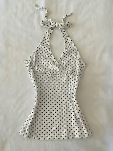 Polka Dot Sexy Fashion Halter Backless Sleeveless Vest Tops for Women, Perfect for Vacation Travel, Daily Commute, Stylish and Comfortable