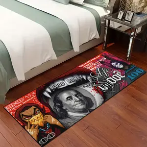 1 piece long rug, banknote pattern carpet, dollar rug, home area floor mat, runner rug, Decorative rug mat, soft and comfortable floor mat, Easy to clean and machine washable, suitable for kitchens, bedrooms, living rooms and other scenes