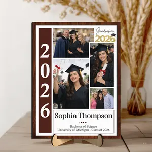 Custom Graduation Photo Frame, Wooden Graduation Picture Sign, Class of 2026 Keepsake, Grad Gift for Daughter, Graduate University With Family, Custom Gifts for Him Her