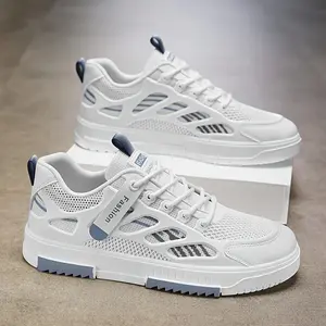 Men's breathable white shoes, mesh skateboard shoes, fashionable and trendy casual shoes, suitable for outdoor activities and comfortable men's shoes