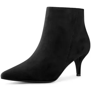 Perphy Women's Elegant Pointed Toe Side Zip Stiletto Heels Ankle Booties Black 6.5