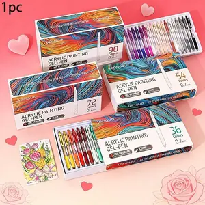Languo 36/54/72/90 Colors Retractable Gel Pens, Large Capacity Acrylic Marker Set, Art Drawing Supplies, Artist Supplies, Ideal for Holiday Themed Painting & Festival Art Creation, Acrylic Paint Markers