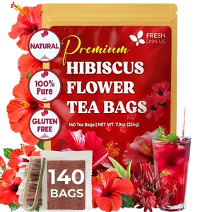 Hibiscus Tea, Premium Hibiscus Flowers Tea Bags, 100% Natural, Pure from Hibiscus Flowers. Loose Flower Hibiscus Herbal Tea. Hibiscus Flower Tea. No Sugar, No Caffeine, No Gluten, Vegan. hibiscus tea Beverage