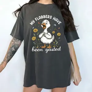 MAPTEES My Flabbers Have Been Gasted Comfort Colors Shirt, Cute Duck T-shirt, Sarcastic Goose Humor Graphic Tee, Funny Sarcastic Women Shirt