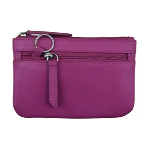 ILI New York  Leather Coin Holder with Key Ring - Orchid