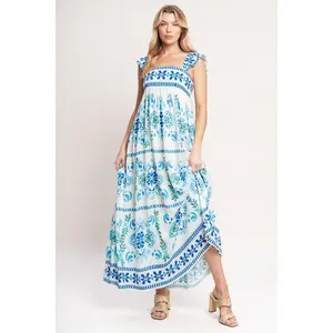 WALKING ON THE COAST WOVEN MAXI DRESS