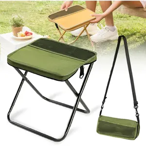 2025 New Portable Stool for Mountaineering and Hiking, Lightweight Foldable Stool with Carrying Bag, Outdoor Footstool for Picnic Hiking Fishing (#Green, Large)