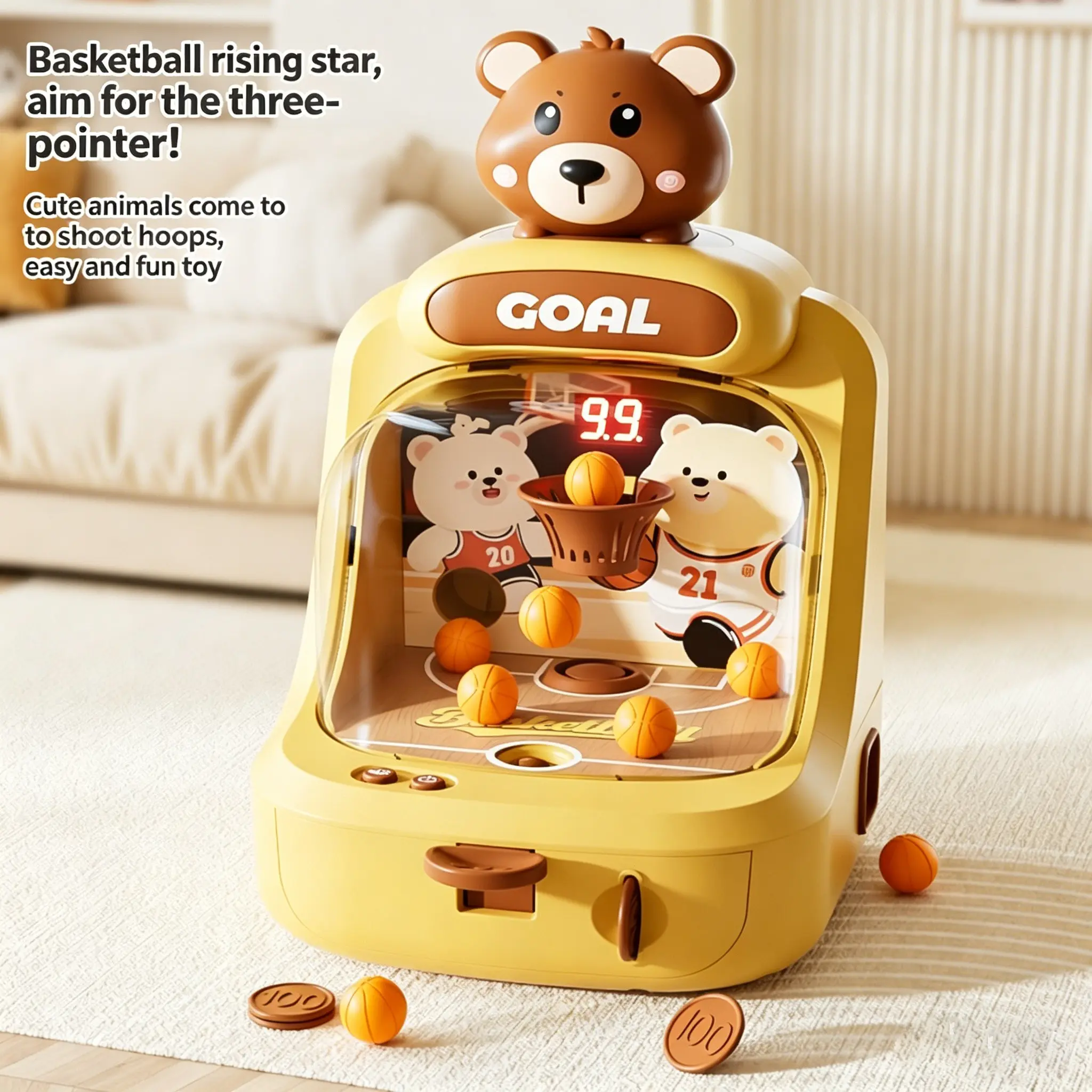Indoor Desktop Basketball Machine, Coin Score Keeper, Educational Toy for Boys and Girls, Birthday Gift, Focus Training for Ages 3-6