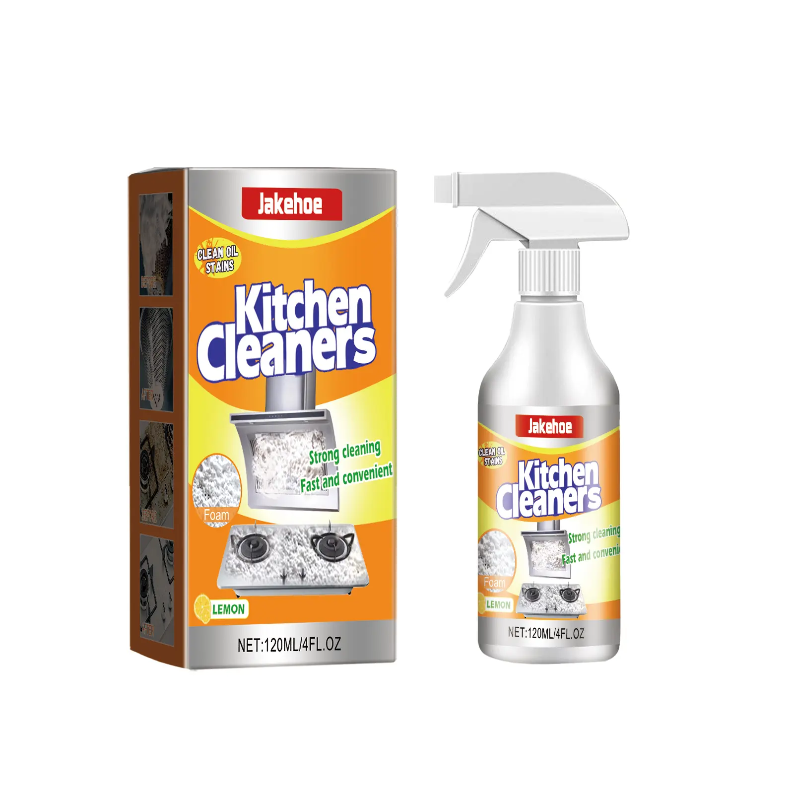 Kitchen Grease Remover Foam Spray - Melts Oil Stains on Stoves, Range Hoods & Counters in 30 Seconds. Just Spray, Wait & Wipe. No Scrubbing. 120ML
