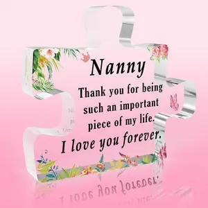 Nanny Gifts for Mothers Day Puzzle Shaped Acrylic Plaque Sign,Nanny Birthday Christmas Easter Gifts Presents from Grandchildren,Presents for Nan,Nan Grandma Gift,Ideal Nannie Present for Mothers Day - Acrylic Puzzle Plaque Decor