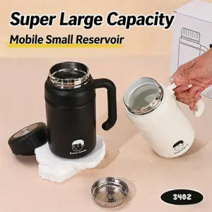 34oz Ceramic Lined Insulated Tumbler with Handle Stainless Steel Outer Large Capacity Water Bottle with Tea Infuser Double Wall Thermal Mug for Office Home Travel