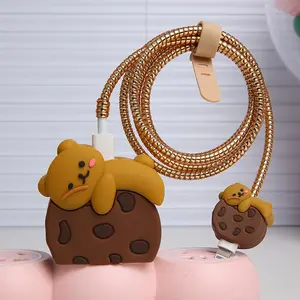 Charger Cover Compatible With  20W USB-C Power Adapter Charger 3D Cute Cartoon Design Charger Cover  Protector Cover Wire Protective Case For  16 15 14 13 12 11 Pro Max, 005