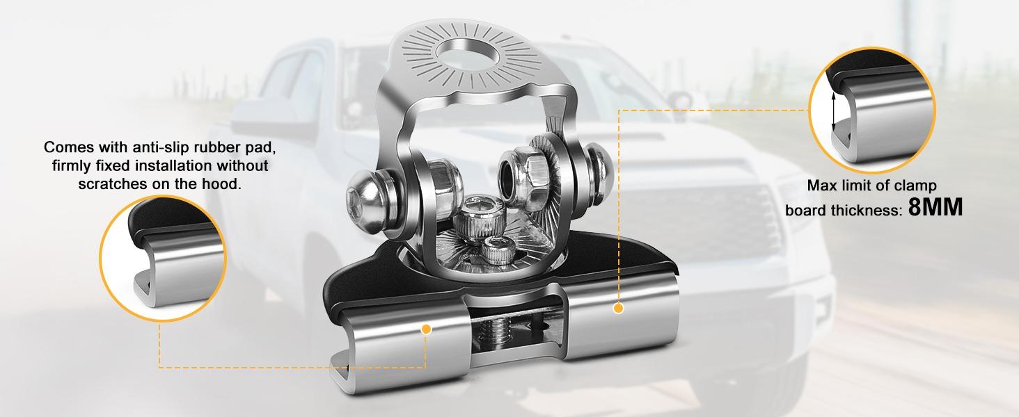 Nilight LED Light Bar Mounting Bracket 2PCS Universal Adjustable Pillar Hood Work Lamp Mount Clamp Holder for Off-Road Truck SUV, Silver-2