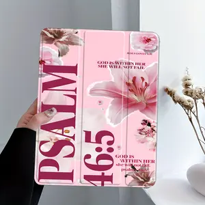 Aesthetic Tablet Case Featuring a Pink Flower And The Message ' Loves You', Designed for Various for Ipad Models Including The 10Th, 11Th, 9Th, Mini, Air 4Th, And Pro Generations. This Protective Cover Also Has an Auto Wake/Sleep Function