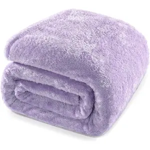 Lilac King Size Blanket for Bed, 300GSM Soft Warm Fleece Fabric, Decorative Lightweight Plush Fluffy Blankets for All Season, 90x104 Inch