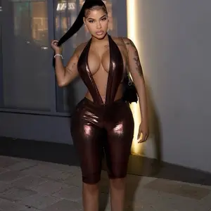 Women's 2-Piece Copper-Colored V-Shaped Outfit