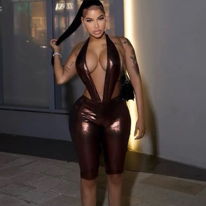 Women's 2-Piece Copper-Colored V-Shaped Outfit