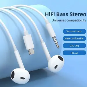 iOS Lightning Wired Headphones, Type-C/3.5mm Interface, Noise Cancelling, Microphone & Volume Control, Compatible with iOS, Android, Recording Devices