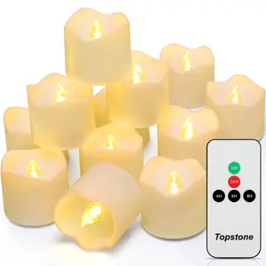 Topstone Remote Control LED Tea Lights 12 Pack, Warm White Flickering Flameless Candles, Timer Function, Long Lasting CR2450 Battery Powered