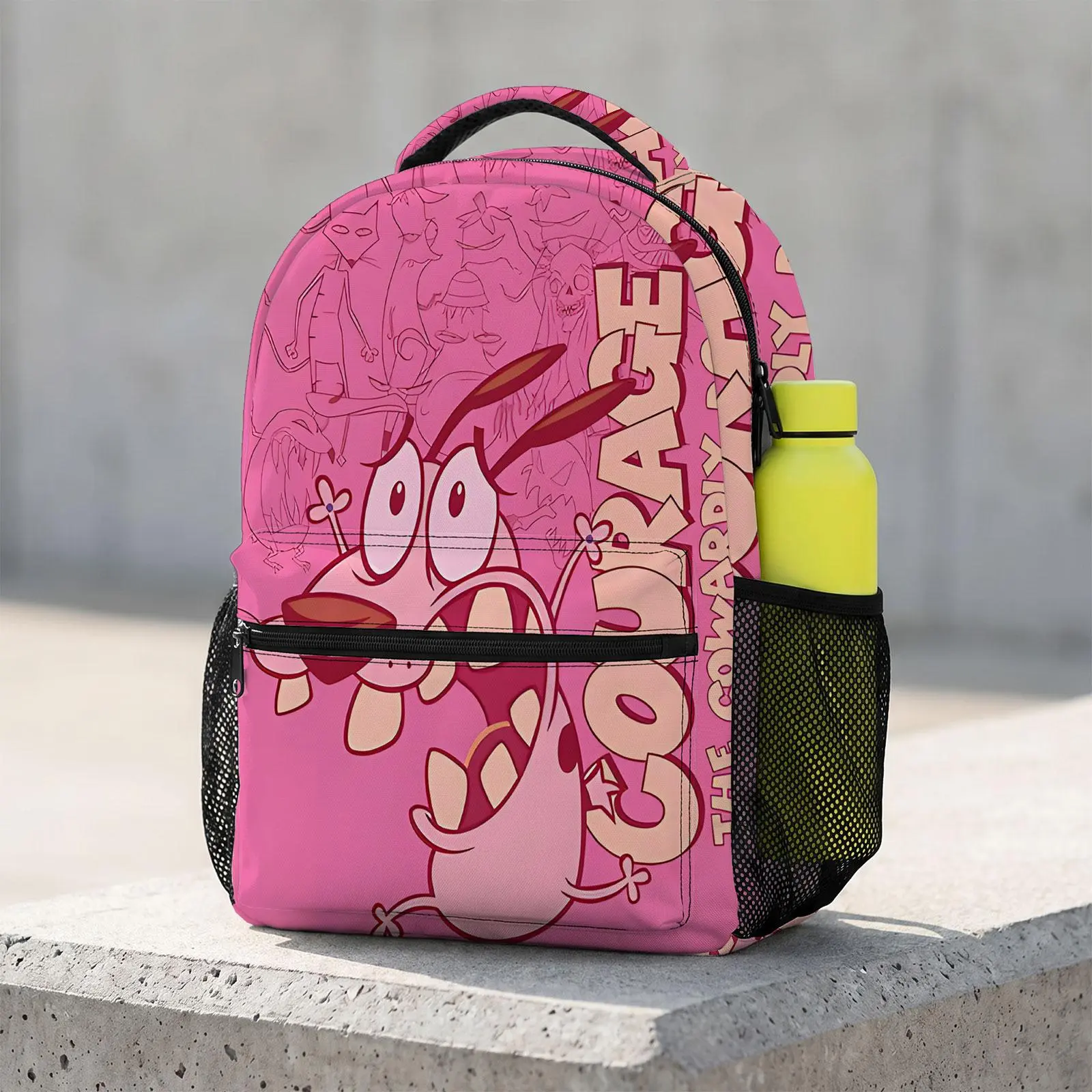 Courage-the-Cowardly-Dog Trending Cute Cartoon Laptop Backpack | Aesthetic Print Travel Daypack | Durable Lightweight School Bookbag for Men & Women
