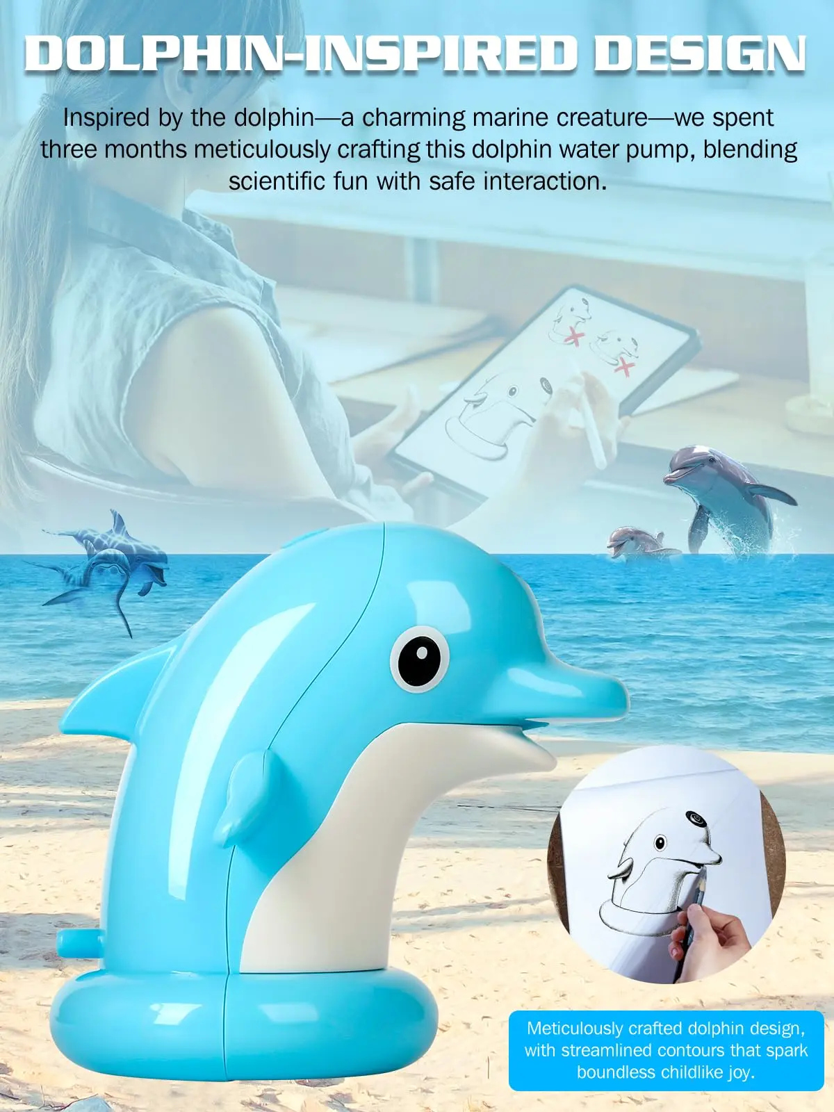 Dolphin Water Table Pump with Magnetic Base No Drill 3H Runtime