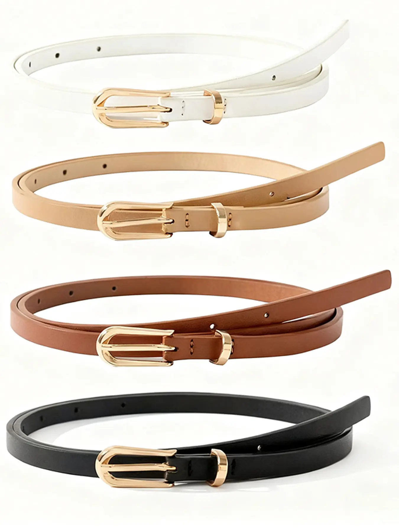 Women's PU Leather Belt Set, Casual Fashion Skinny Belts with Pin Buckle, Classic Belt, Vintage Style Waistbands Pants Belt for Jeans, Versatile Fashion Belt, Everyday Belts, All Seasons Accessory