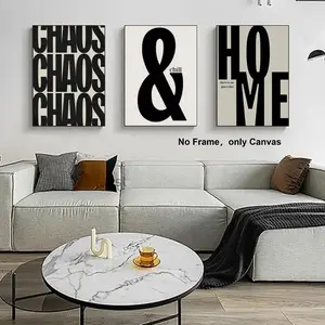 Simple Letter Pattern Unframed Painting, 3 Counts/set Canvas Wall Art, Wall Decor, Modern Home Decor for Home Living Room Bedroom Study Room, Ornaments