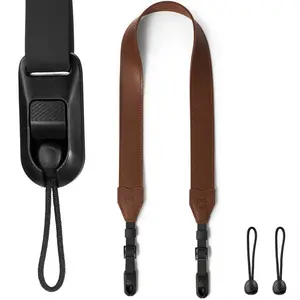 C Coiro Classic Leather Camera Strap with Quick Release Configurable as Sling Neck Adjustable DSLR SLR Camera Shoulder Strap for Photographers Full-grain Leather Brown Tan Black