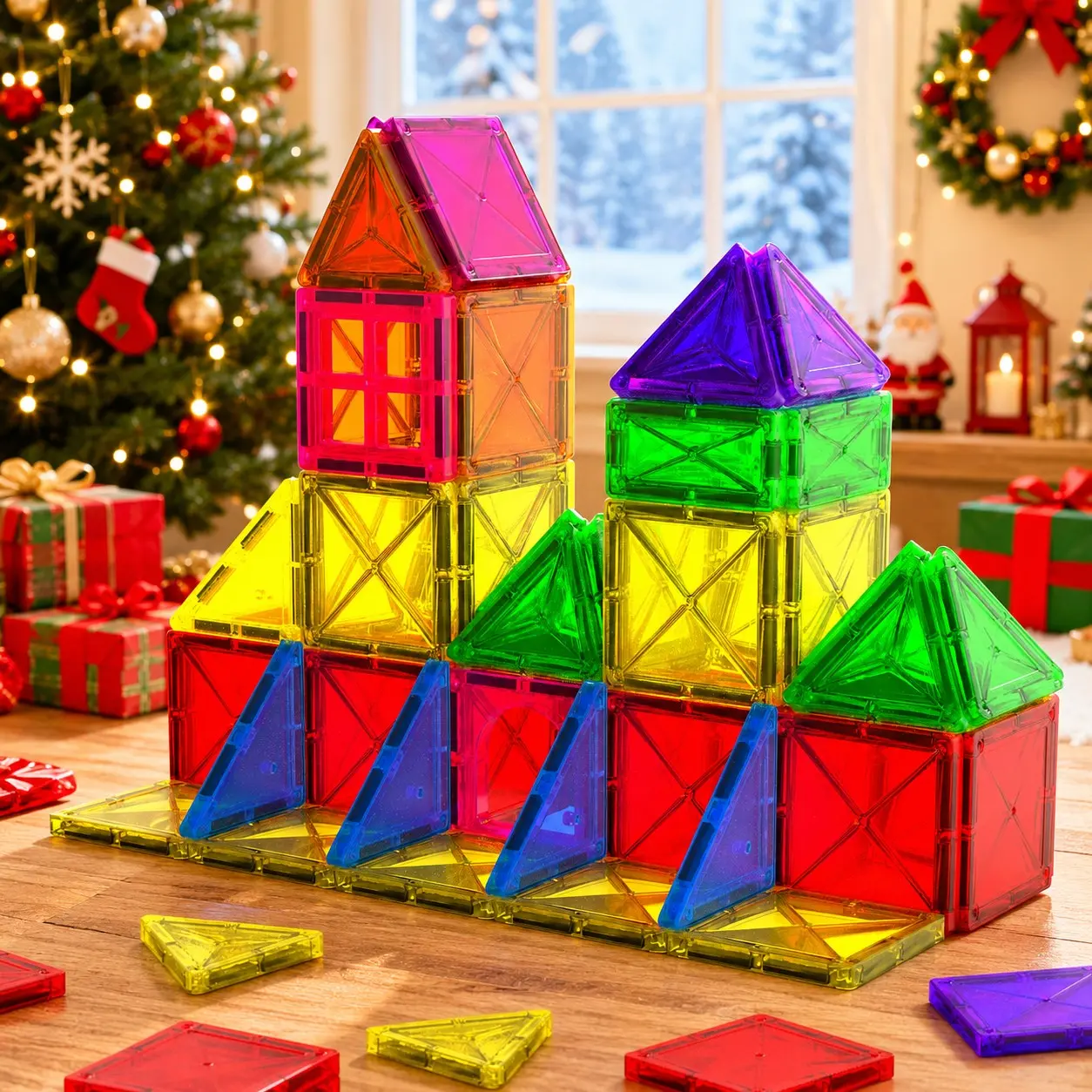 20PCS Compact Geometric Portable Mini Magnetic Tiles Travel Set for Kids Ages 3+, Montessori STEM Sensory Building Blocks, Kids Toys, Toddler Preschool Learning Toy, Road Trip Gift, Little Gifts for Girls