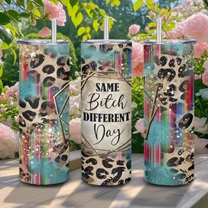 20oz Stainless Steel Tumbler, 1 Count Same Bitch Different Day Pattern Insulated Water Bottle, Stainless Steel Thermos, Stainless Steel Flask, Drinking Cup for Home Office School, Boyfriend Gift, Drinkware, Summer Cool Bottle Portable Straw