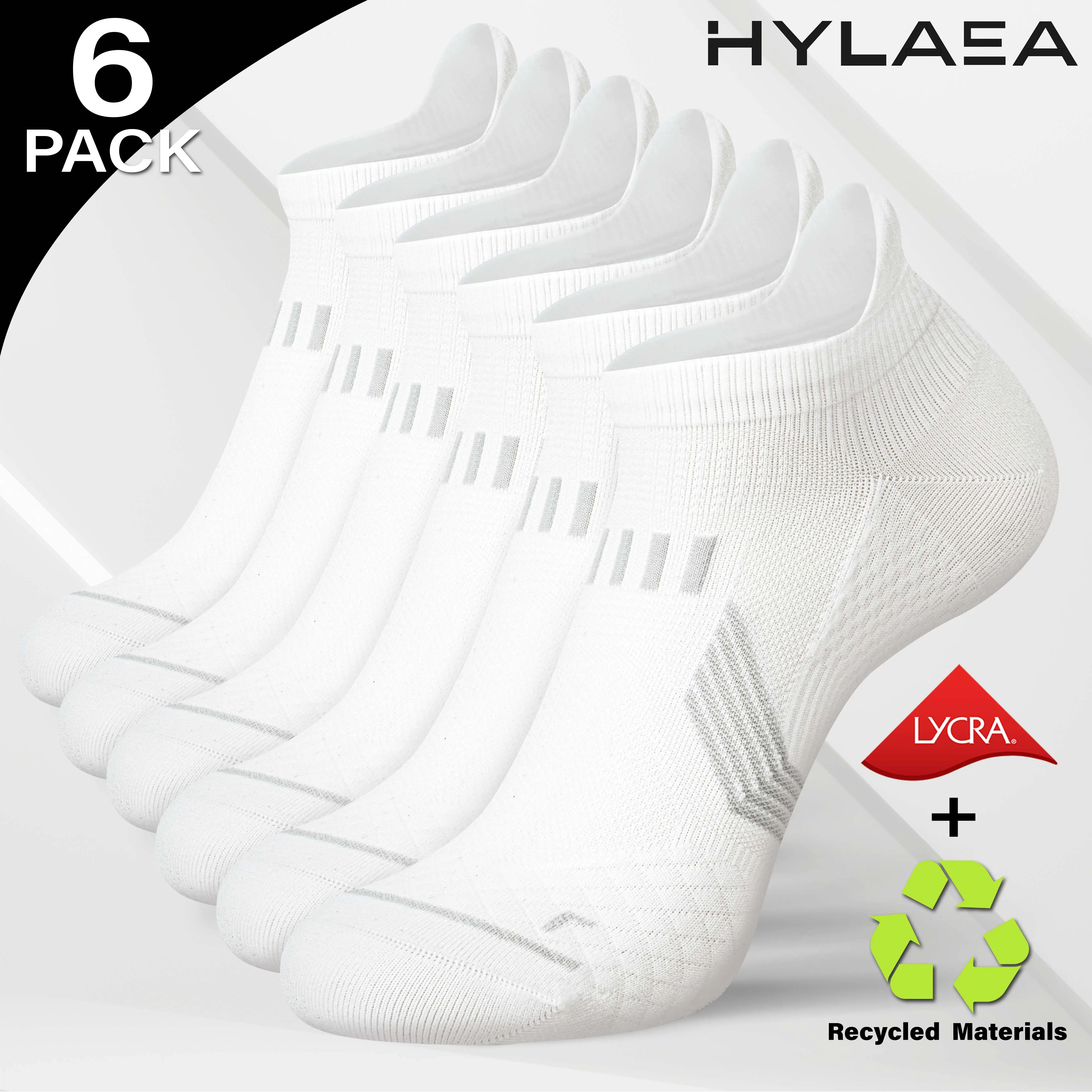 Hylaea 6 Pair COOLMAX Fabric No Show Running Socks Mint-scented Moisture-Wicking Quick Dry Stylish Socks for Daily Wear