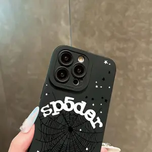 Spider Case for iPhone 13 Pro Max - Black TPU Cover with White Spider Web Design & Star Accents - Protective & Stylish Phone Case
