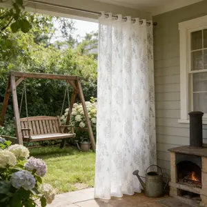 French Rose Lace Semi-Transparent Curtain, Floral Embroidered Sheer Window Drapery for Living Room, Bedroom, Rustic Home Decor, 1 Piece, Curtains Floral