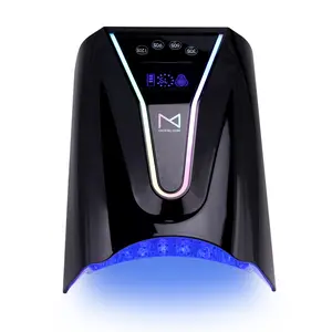 M Crystal Cure 128W UV/LED Nail Lamp with 45 Powerful LEDs, Rechargeable, Auto Sensor, Professional Gel Nail Dryer for Manicures & Pedicures - Black Cordless Drying