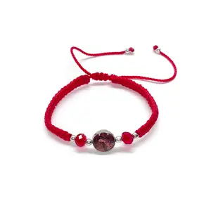 Our Lady of Guadalupe Red Beaded Bracelet - Adjustable Nylon Thread with Vibrant Red & Silver Beads - Stylish Faith Fashion Accessory
