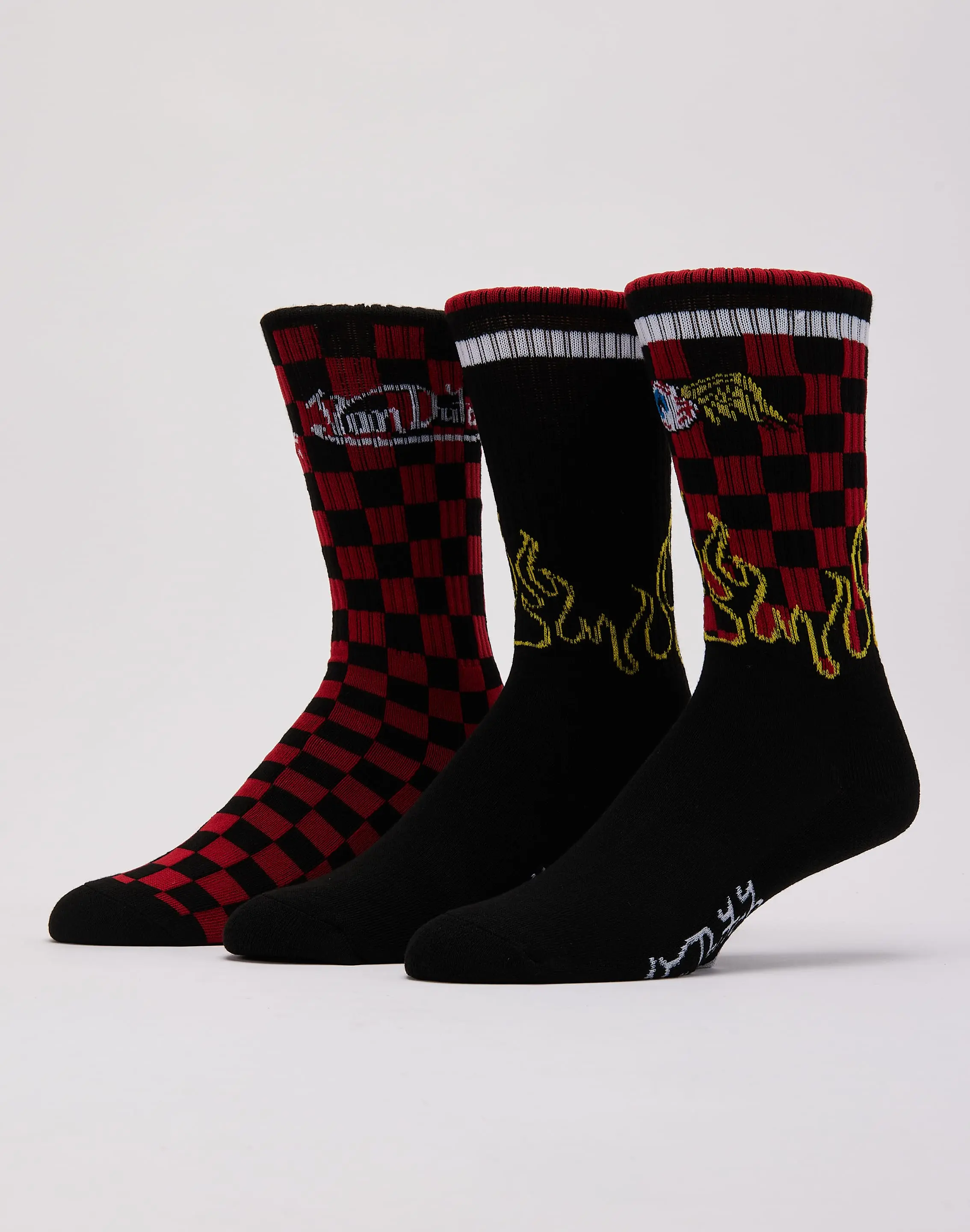 Mens Von Dutch Flame Check Crew Socks 3-Pack