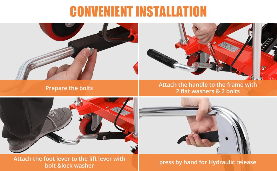 GARVEE Hydraulic Lift Table Cart 500lbs, Lift Table Capacity 28.5 Inch Lifting Height, Manual Single Scissor with 4 Wheels and Non-Slip Pad Thickness 3mm for Material Handling and Transportation GARVEE Hydraulic Lift Table Cart 500lbs, Lift Table Capacity 28.5 Inch Lifting Height, Manual Single Scissor with 4 Wheels and Non-Slip Pad Thickness 3mm for Material Handling and Transportation