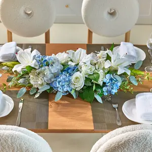 VeriNatural 36 in Artificial Wedding Arch Flowers – Blue & White Floral Swag, Reusable Ceremony & Reception Backdrop Decor