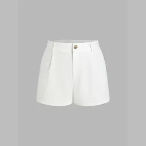 Cider [8 colors, size 0-26] Pleated Button Straight Leg Shorts Curve & Plus