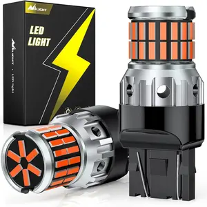 Nilight 7440 7443 T20 4014 63SMD Amber Yellow LED Bulbs (Pairs) Red Stick