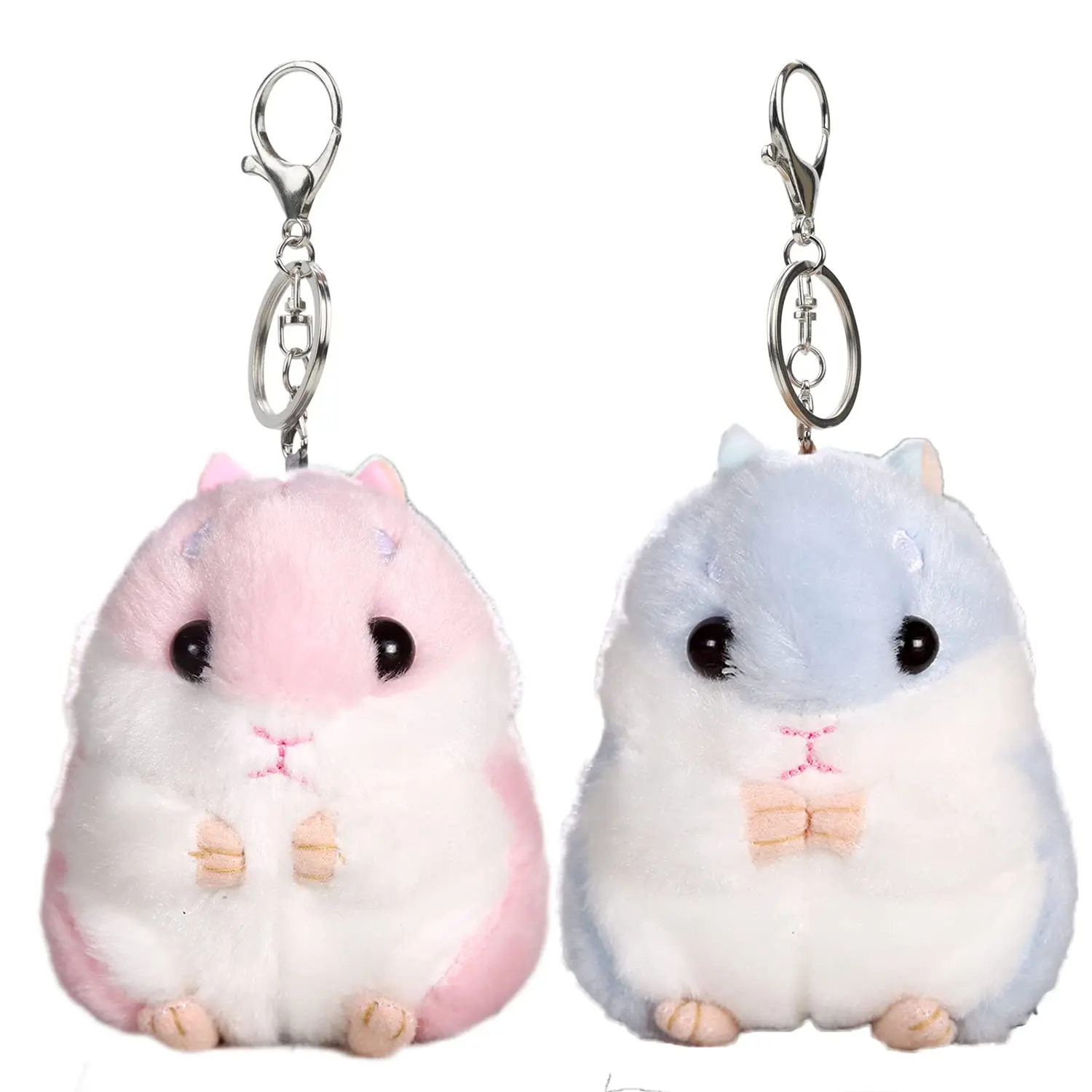 2-Pack Cute Synthetic Eco-Friendly Hamster Plush Keychains (10x8cm) - Soft Stuffed Small Charm, Christmas Animal Bag Charm for Backpacks, 2-Piece Set Animals Gift Ideas, Two Piece Set