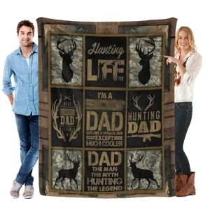 Deer Camo Blanket Deer Throw Blankets Gifts for Men Boys Dad Plush Cozy Flannel Fleece Ultra Soft Fuzzy Hunting Party Blanket for Bed Couch Sofa 50"X40", Printed on One Side with a Plain White Back, Halloween Thanksgiving Christmas Gift