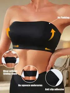Seamless Strapless Bralette Without Pads, Yoga Camisole for Women, Casual Plain Design, All Seasons Wear, Fitted Style, Breathable Casual Bra