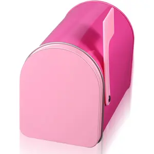 1 Pack 5'' x 3'' Tinplate Mini Decorative Tin Mailbox DIY Craft Gift for Boys and Girls Greeting Card Classroom Party Prize Supply (Pink)