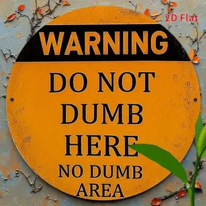 Funny Warning Metal Tin Sign "Do Not Dumb Here, No Dumb Area", Humorous Caution Decoration with Black Border Yellow/Black Design for Home, Cafe, Farmhouse, Ideal Gift for Halloween, Christmas