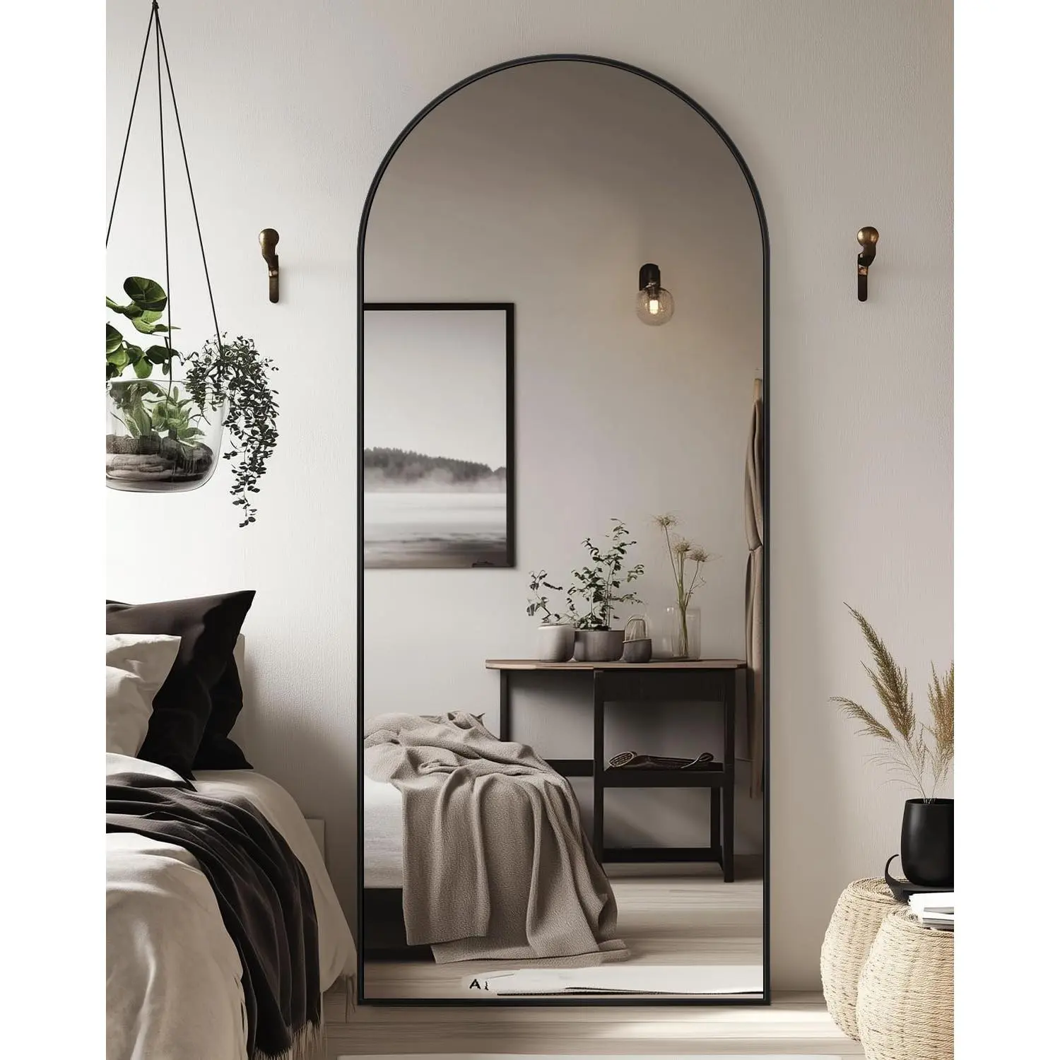 58"x21" Full Length Mirror, Floor Mirror with Stand, Leaning, Standing or Hanging, Black