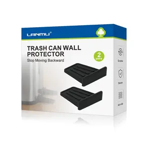 LANMU Upgraded Wall Protector Behind Trash Can for Heavy Duty Trash Can, 2 Pcs Silicon Garbage Can Bumper, Wall Spacer Garbage Bin for Round & Square Waste Baskets, Stop Moving Backward